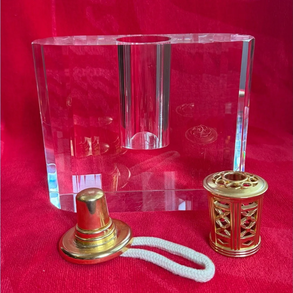 Rare Krystalique Large Fragrance Lamp by Scentier Vintage Crystal Gold Catalytic